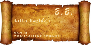 Balta Boglár névjegykártya